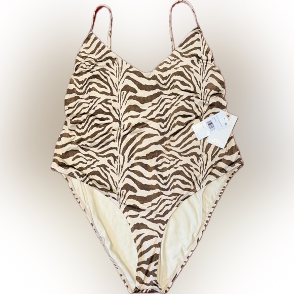 NWT Good American Zebra Print One-Piece Swimsuit - Picture 2 of 8